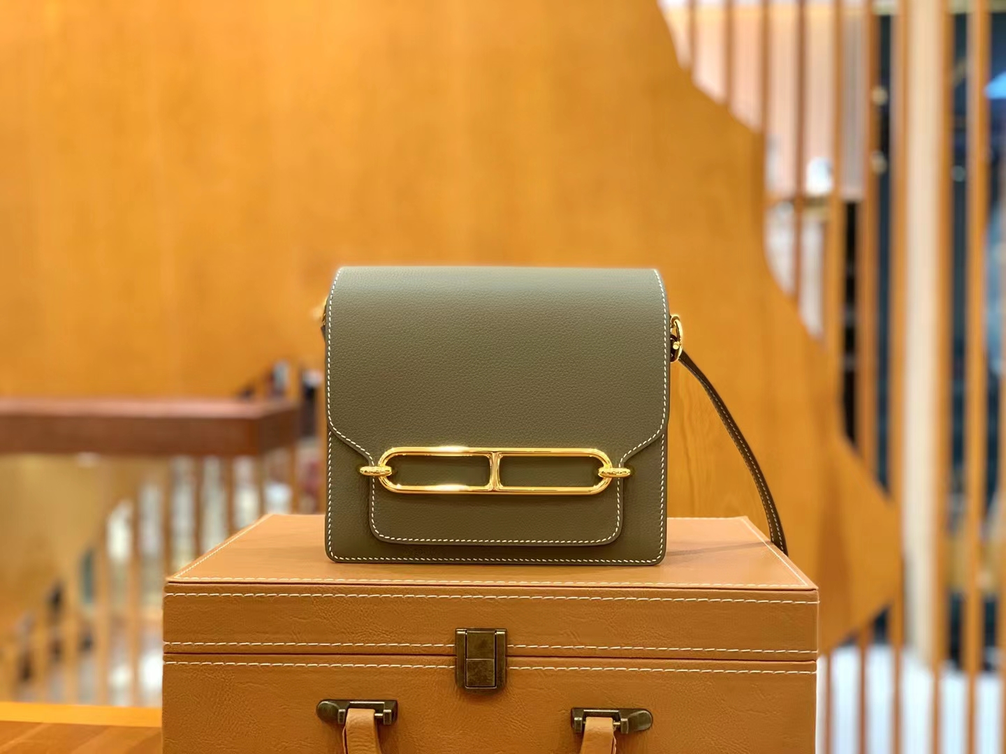 Hermès（爱马仕）Rouils Mini 大象灰 Evercolor牛皮 金扣 18cm 原版蜜蜡线 顶级手缝