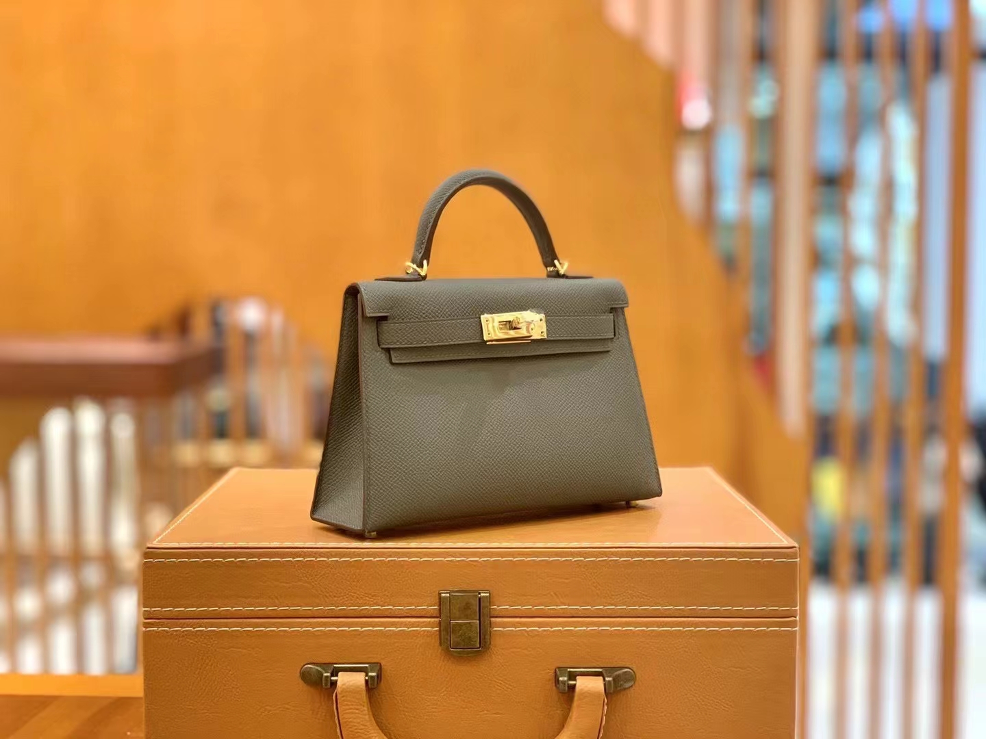 Hermès（爱马仕）新增现货 Mini kelly 迷你凯莉 Epsom 锡器灰 金扣 二代