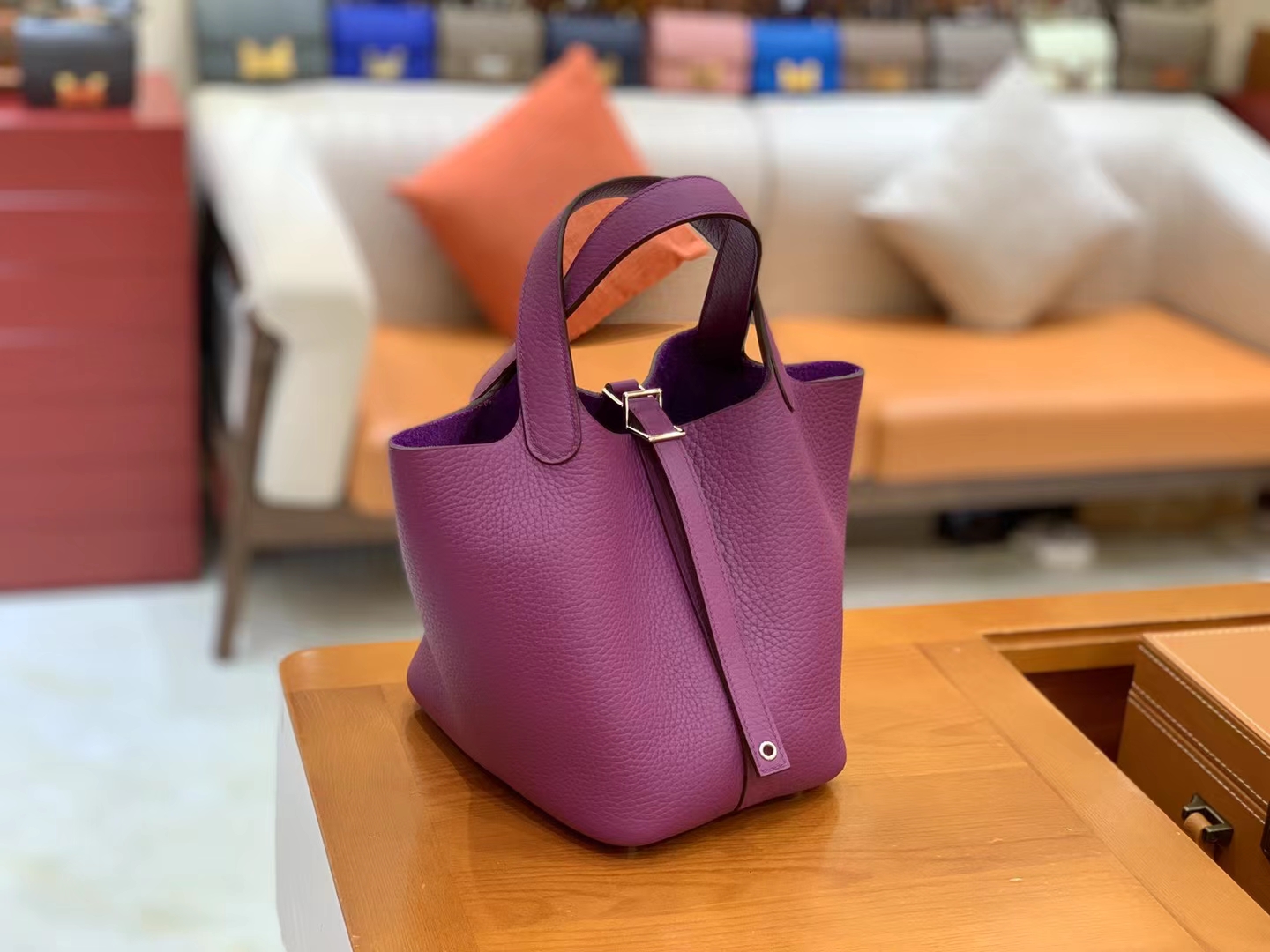 Hermès（爱马仕）Picotin 菜篮子 海葵紫 进口TC大牛皮 银扣 18cm 原版蜜蜡线 顶级手缝