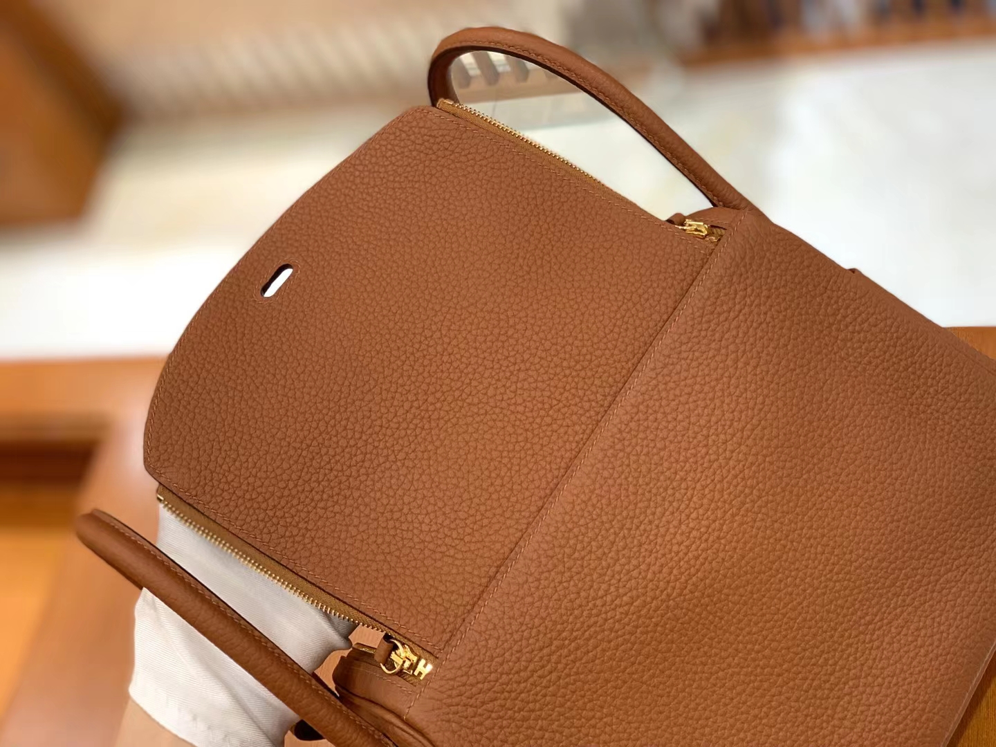 Hermès（爱马仕）Lindy 琳迪包 焦糖色 进口TC大牛皮 金扣 26cm 原版蜜蜡线 顶级手缝