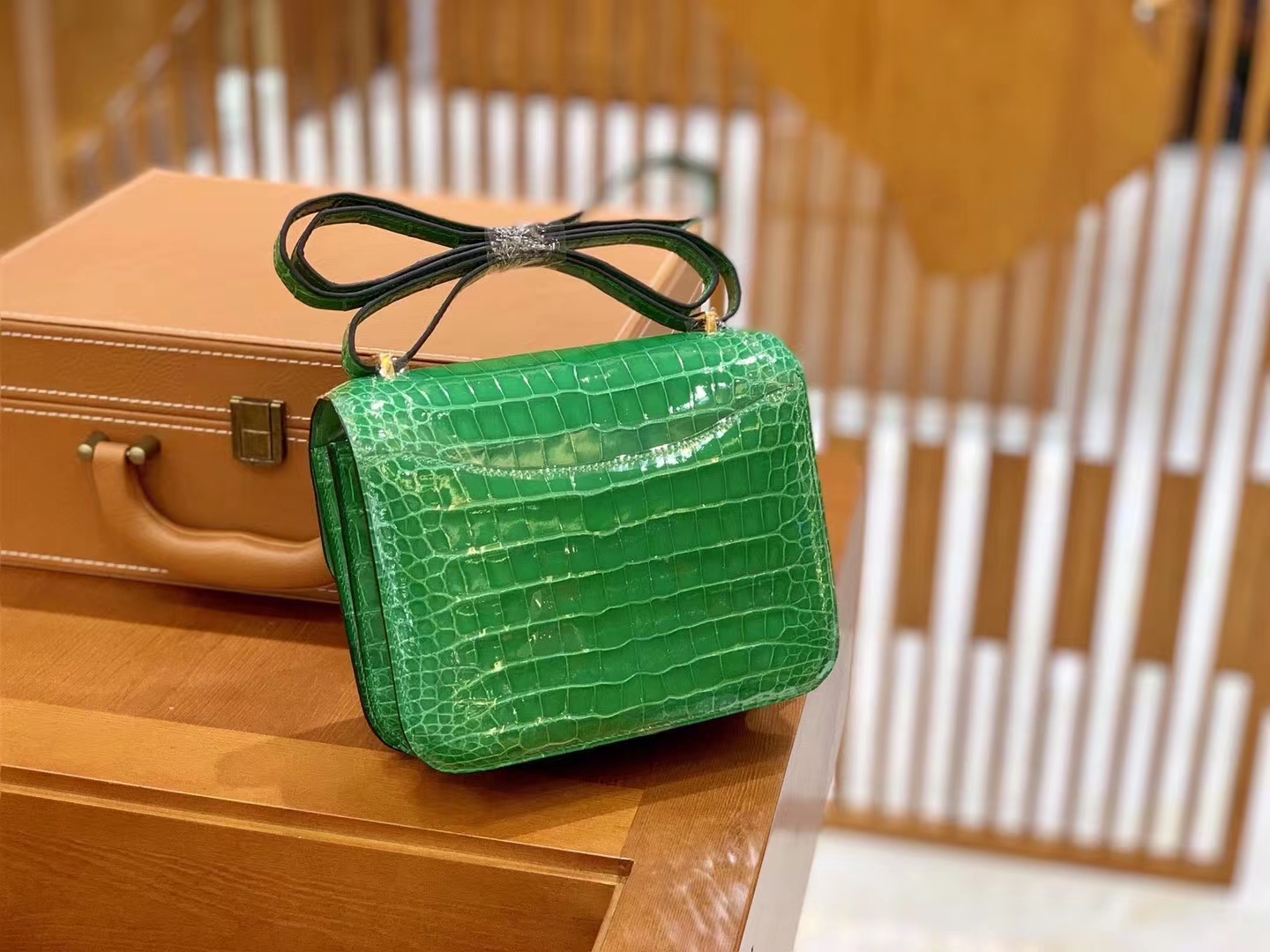 Hermès（爱马仕）Constance 康斯坦斯 仙人掌绿 进口美洲鳄鱼皮 金扣 19cm 原版蜜蜡线 顶级手缝