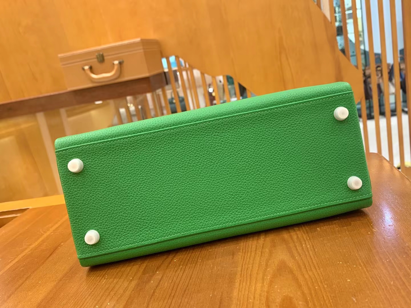 Hermès（爱马仕）Kelly 凯莉包 竹子绿 Togo小牛皮 银扣 28cm 原版蜜蜡线 顶级手缝