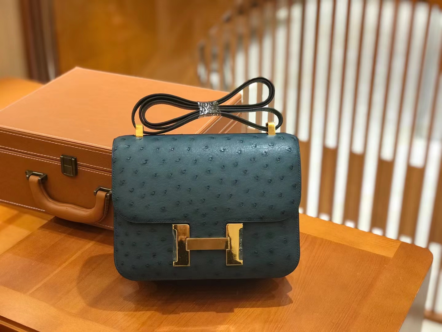 Hermès（爱马仕）Constance 康康 W0 海峡绿 南非KK鸵鸟皮 金扣 24cm 原版蜜蜡线 顶级手缝