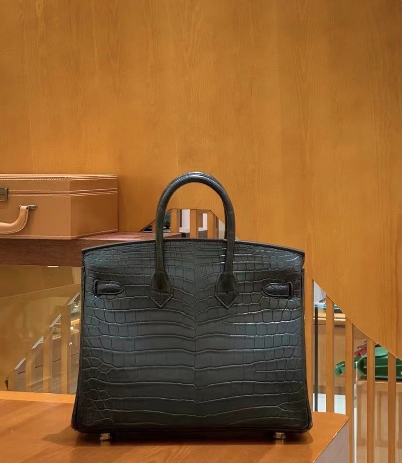 Hermès（爱马仕）Birkin 铂金包 经典黑 进口尼罗鳄鱼皮 金扣 25cm 原版蜜蜡线 顶级手缝
