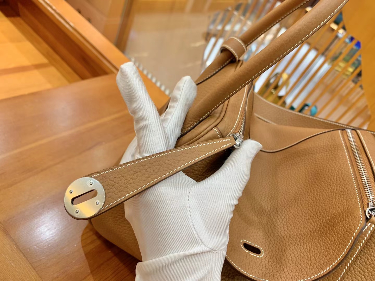 Hermès（爱马仕）Lindy 琳迪包 金棕 进口TC大牛皮 银扣 30cm 原版蜜蜡线 顶级手缝