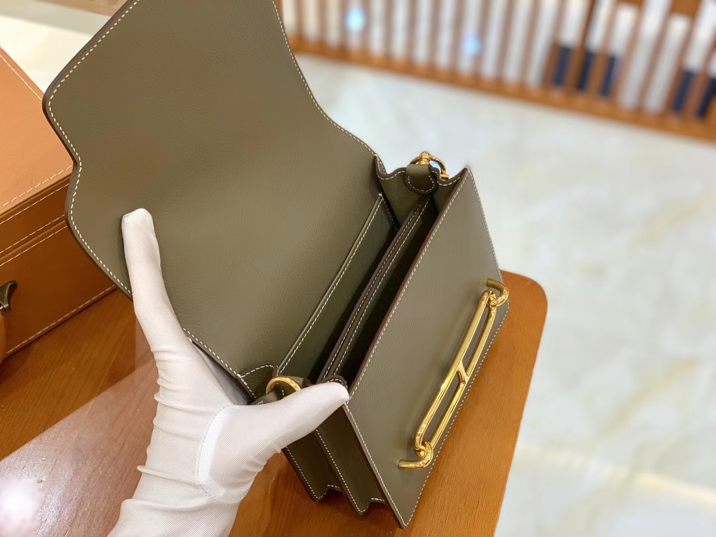 Hermès（爱马仕）Rouils Mini 大象灰 Evercolor牛皮 金扣 18cm 原版蜜蜡线 顶级手缝