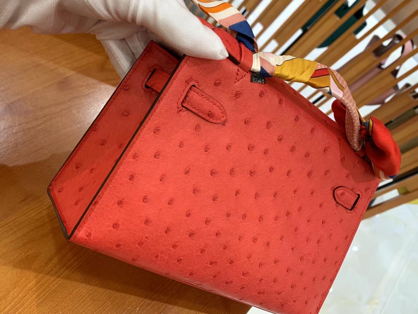 Hermès（爱马仕）Mini Kelly 迷你凯莉 大红 KK鸵鸟皮 金扣 一代 原版蜜蜡线 顶级手缝