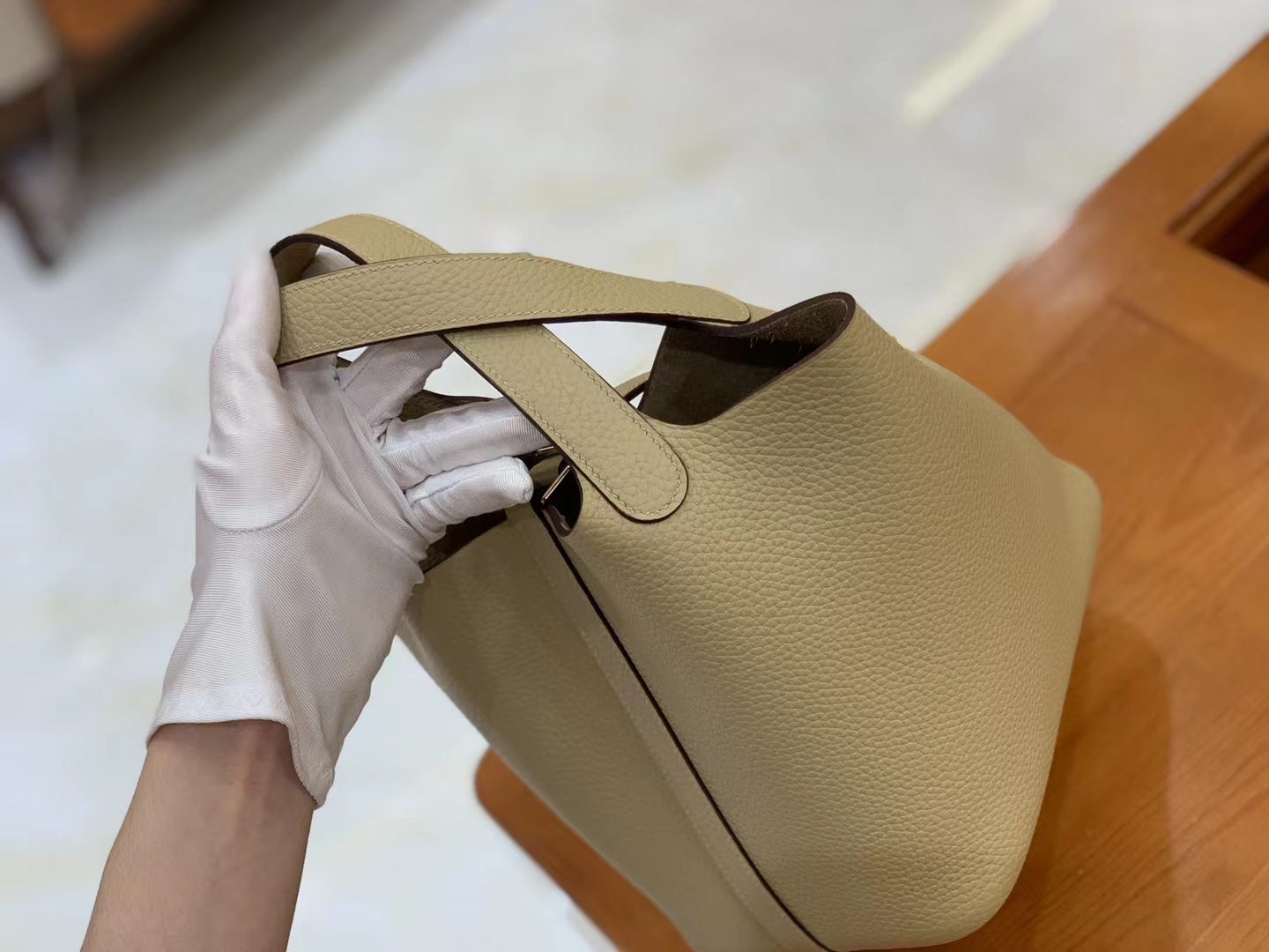 Hermès（爱马仕）Picotin 菜篮子 风衣灰 进口TC大牛皮 银扣 18cm 原版蜜蜡线 顶级手缝