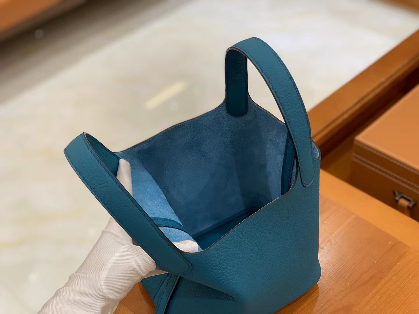 Hermès（爱马仕）Picotin 菜篮子 伊兹密尔蓝 进口TC大牛皮 银扣 18cm 原版蜜蜡线 顶级手缝