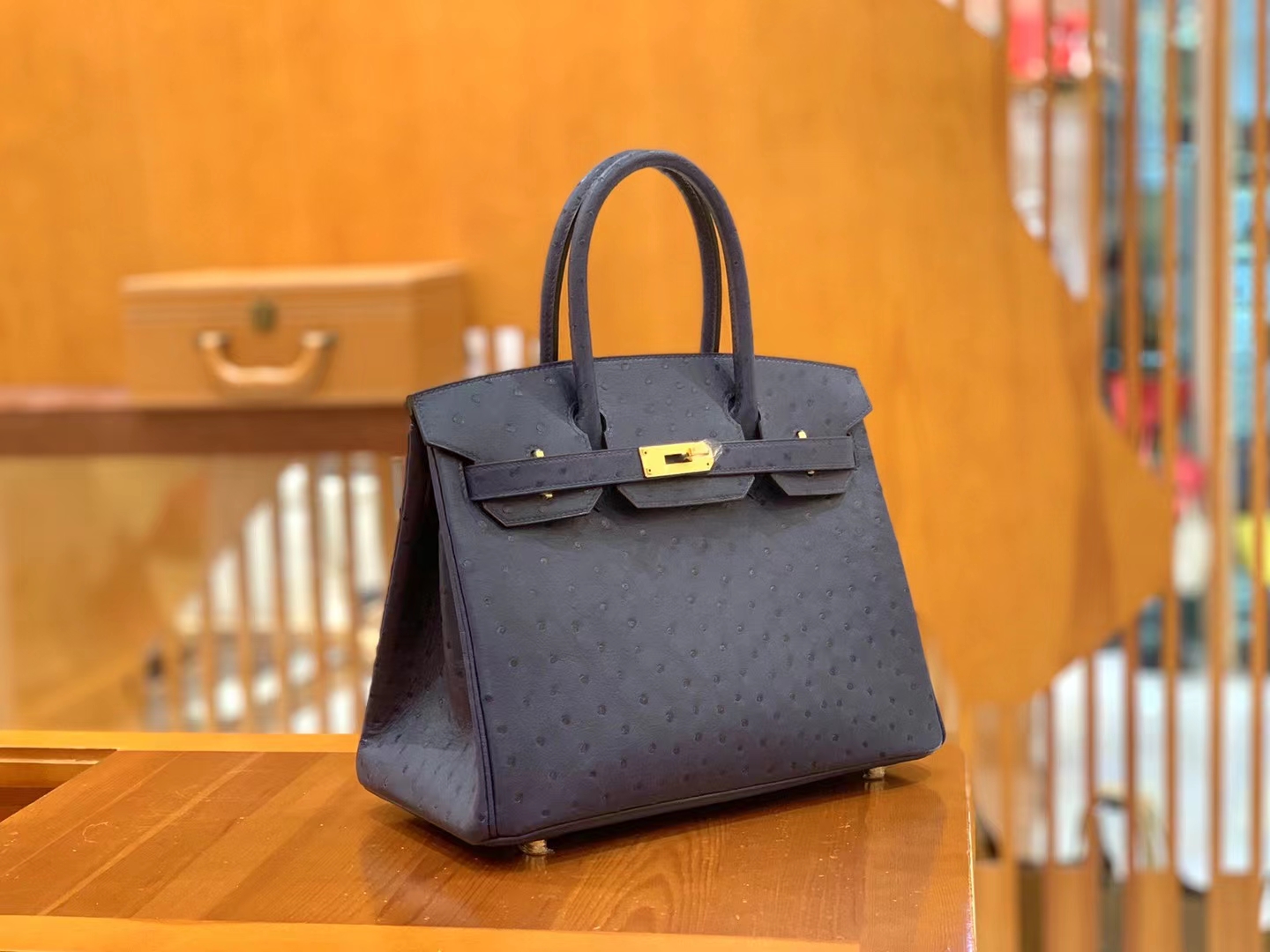 Hermès（爱马仕）Birkin 铂金包 南非KK鸵鸟皮 马耳他蓝 金扣 30cm 原版蜜蜡线 顶级手缝