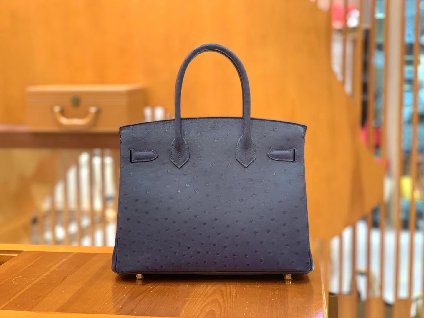 Hermès（爱马仕）Birkin 铂金包 南非KK鸵鸟皮 马耳他蓝 金扣 30cm 原版蜜蜡线 顶级手缝
