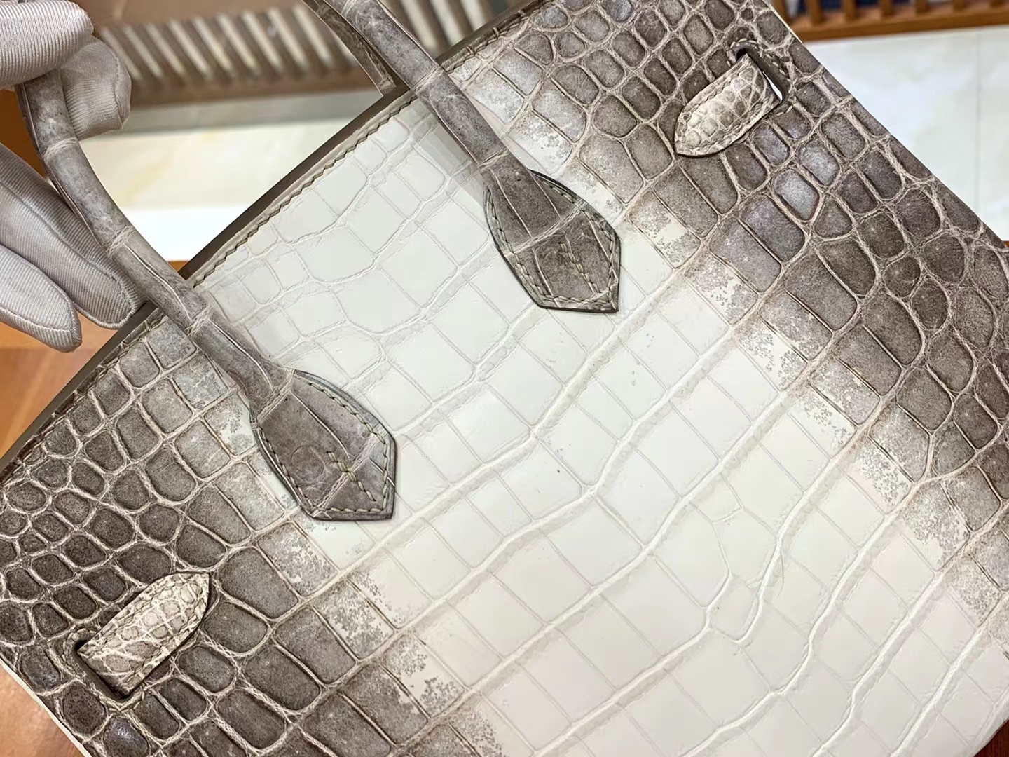 Hermès（爱马仕）Birkin 铂金包 喜马拉雅 进口尼罗鳄鱼皮 包中皇后 银扣 25cm 原版蜜蜡线 顶级手缝