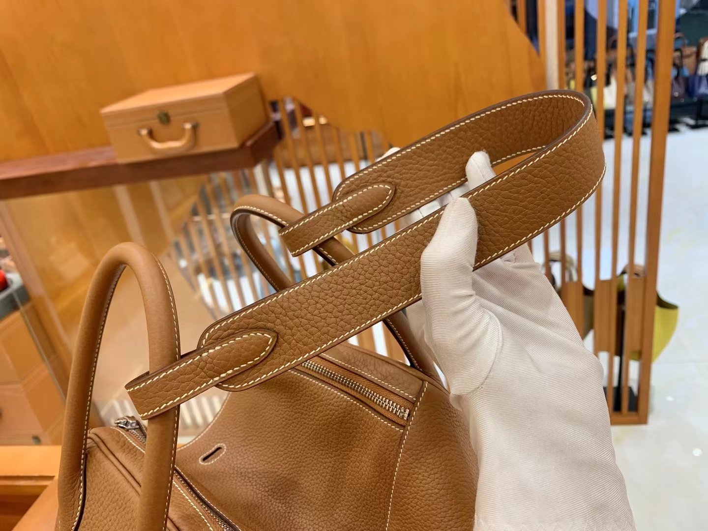 Hermès（爱马仕）Lindy 琳迪包 金棕 进口TC大牛皮 银扣 30cm 原版蜜蜡线 顶级手缝