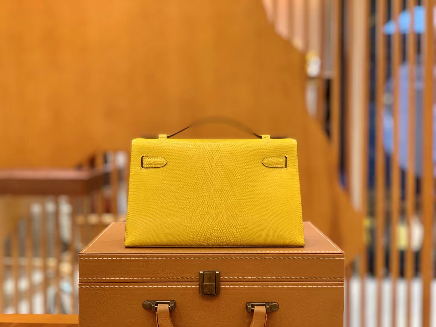 Hermès（爱马仕）Mini Kelly 迷你凯莉 那不勒斯黄 野生蜥蜴皮 银扣 一代 原版蜜蜡线 顶级手缝