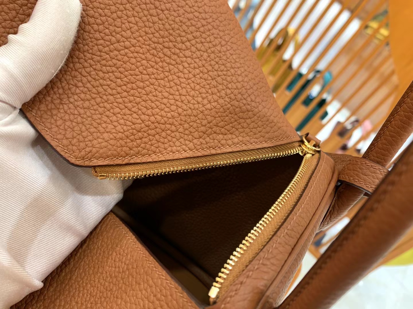 Hermès（爱马仕）Lindy 琳迪包 焦糖色 进口TC大牛皮 金扣 26cm 原版蜜蜡线 顶级手缝