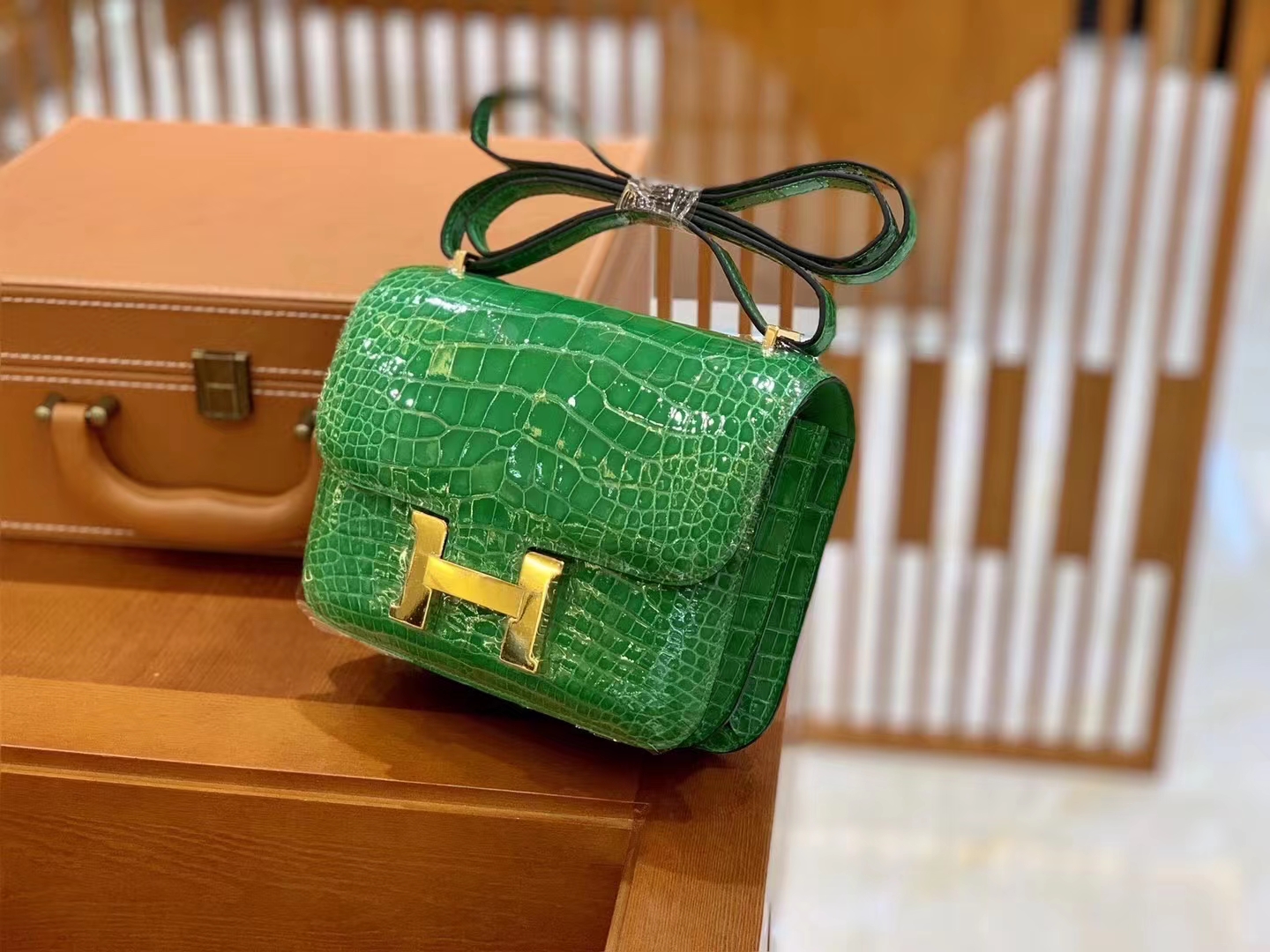 Hermès（爱马仕）Constance 康斯坦斯 仙人掌绿 进口美洲鳄鱼皮 金扣 19cm 原版蜜蜡线 顶级手缝