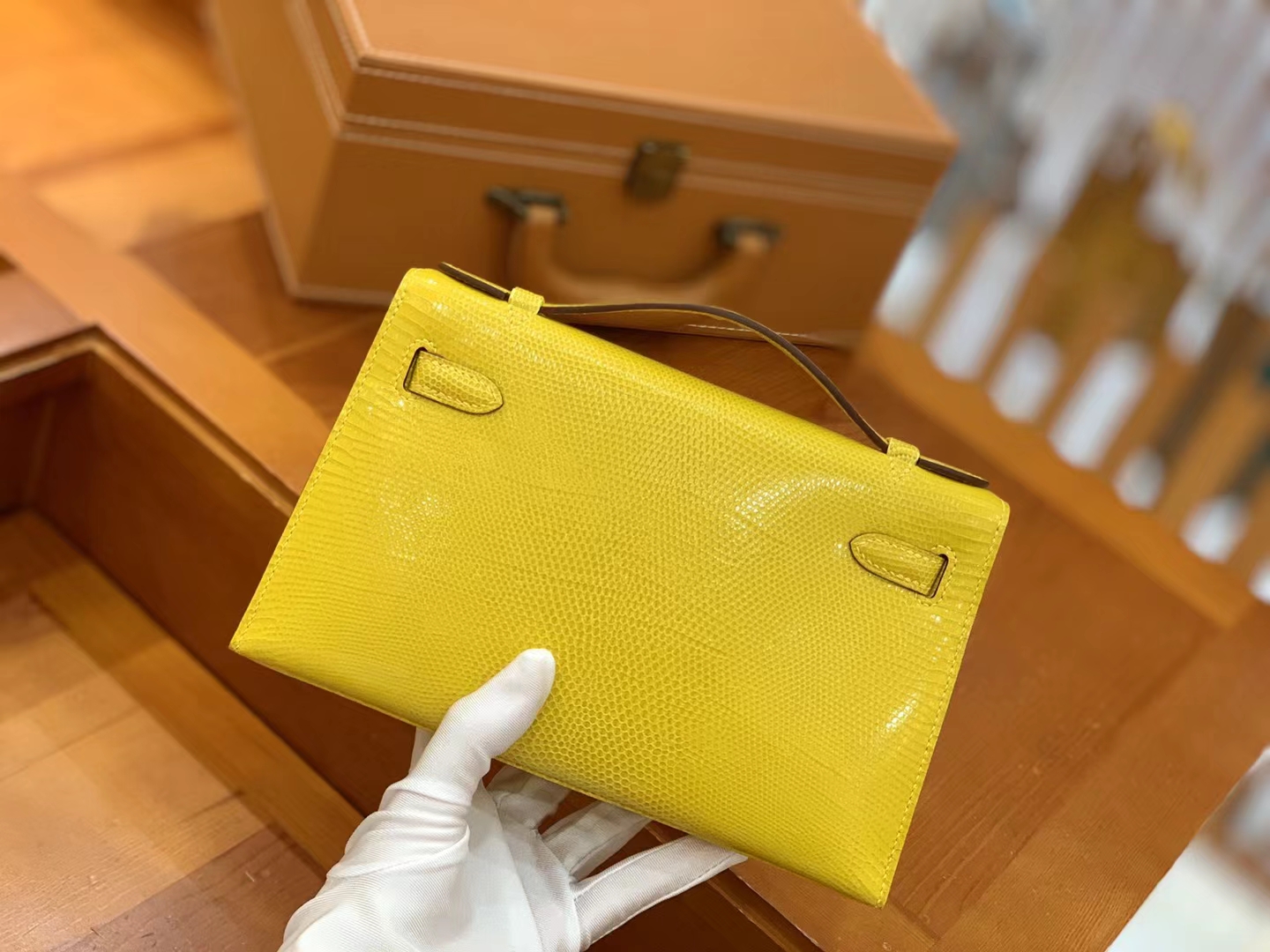 Hermès（爱马仕）Mini Kelly 迷你凯莉 那不勒斯黄 野生蜥蜴皮 银扣 一代 原版蜜蜡线 顶级手缝