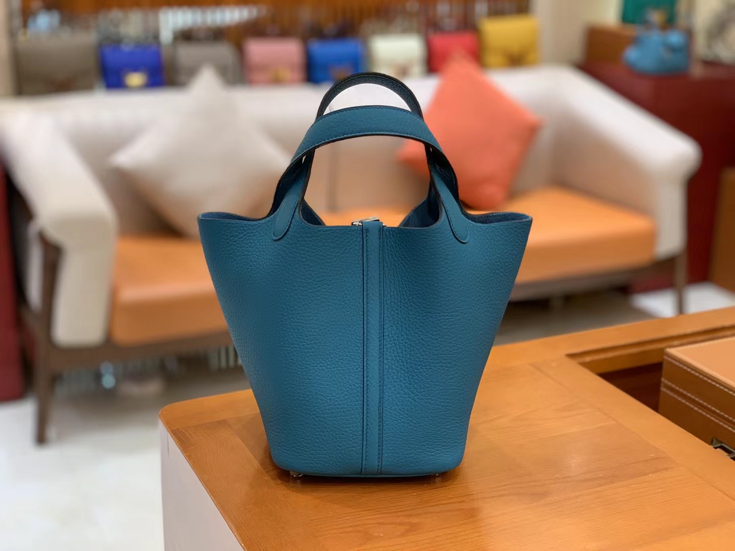 Hermès（爱马仕）Picotin 菜篮子 伊兹密尔蓝 进口TC大牛皮 银扣 18cm 原版蜜蜡线 顶级手缝