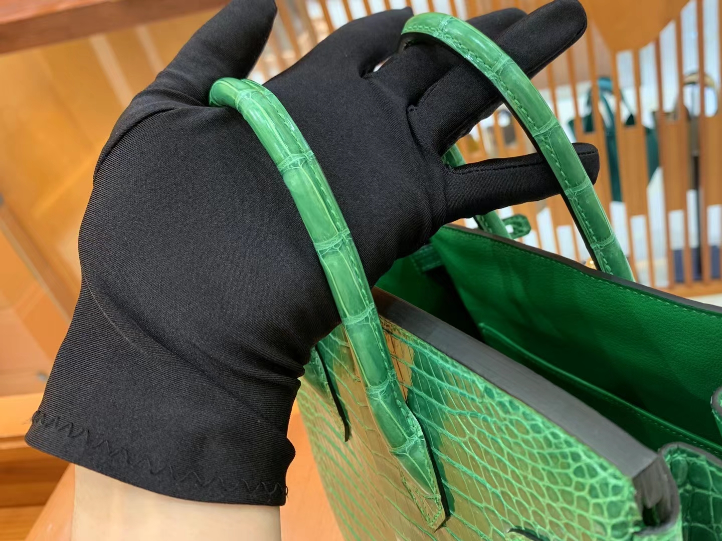 Hermès（爱马仕）Birkin 铂金包 仙人掌绿 进口一级皮 倒V级别 金扣 25cm 原版蜜蜡线 顶级手缝
