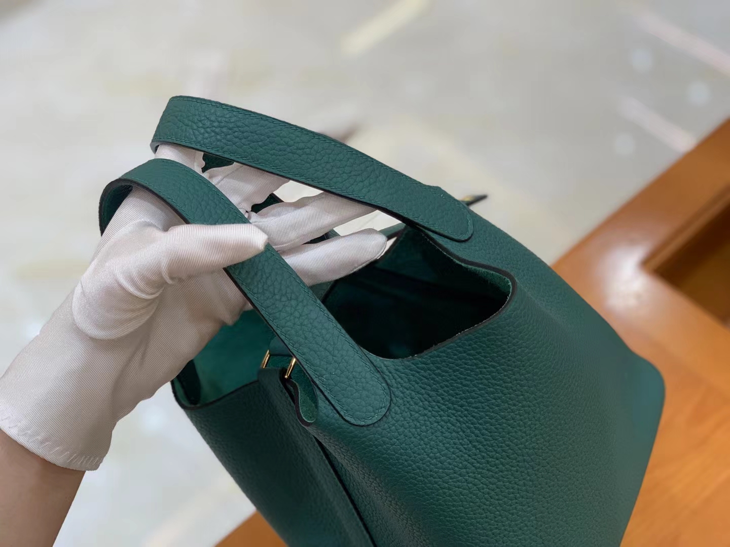 Hermès（爱马仕）Picotin 菜篮子 孔雀绿 进口TC大牛皮 金扣 18cm 原版蜜蜡线 顶级手缝