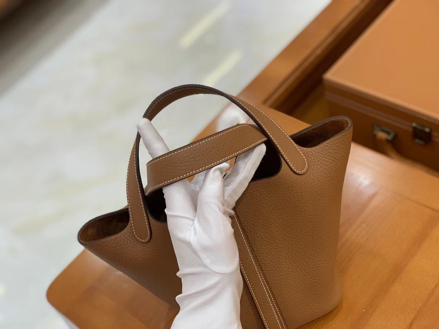 Hermès（爱马仕）Picotin 菜篮子 金棕 进口TC大牛皮 金扣 18cm 原版蜜蜡线 顶级手缝