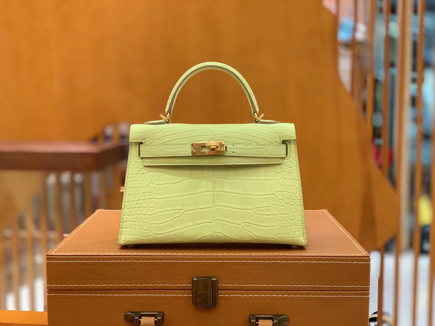 NEW HERMES 6U VERT D'EAU MATTE CROCODILE MINI KELLY II 20