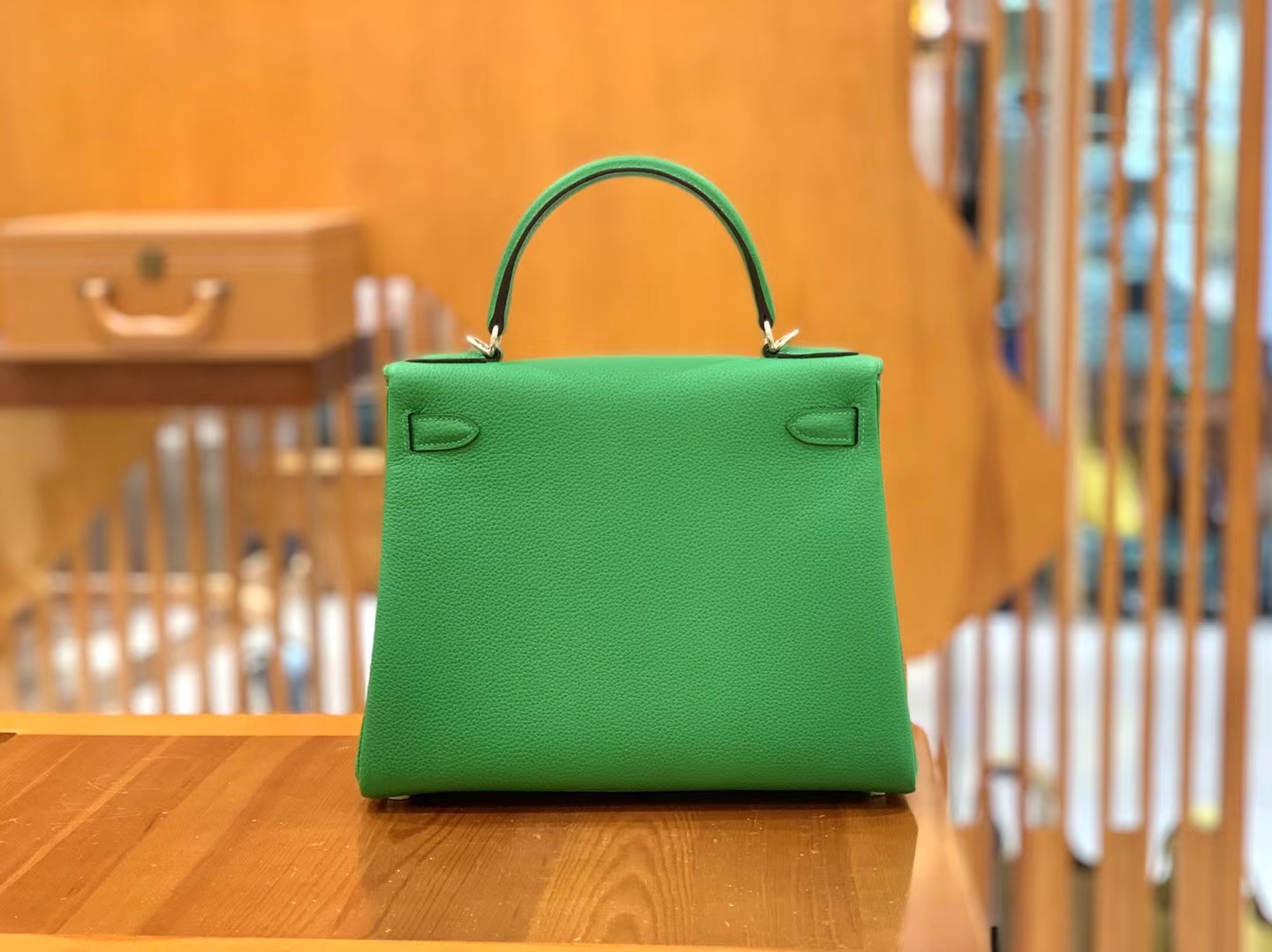 Hermès（爱马仕）Kelly 凯莉包 竹子绿 Togo小牛皮 银扣 28cm 原版蜜蜡线 顶级手缝