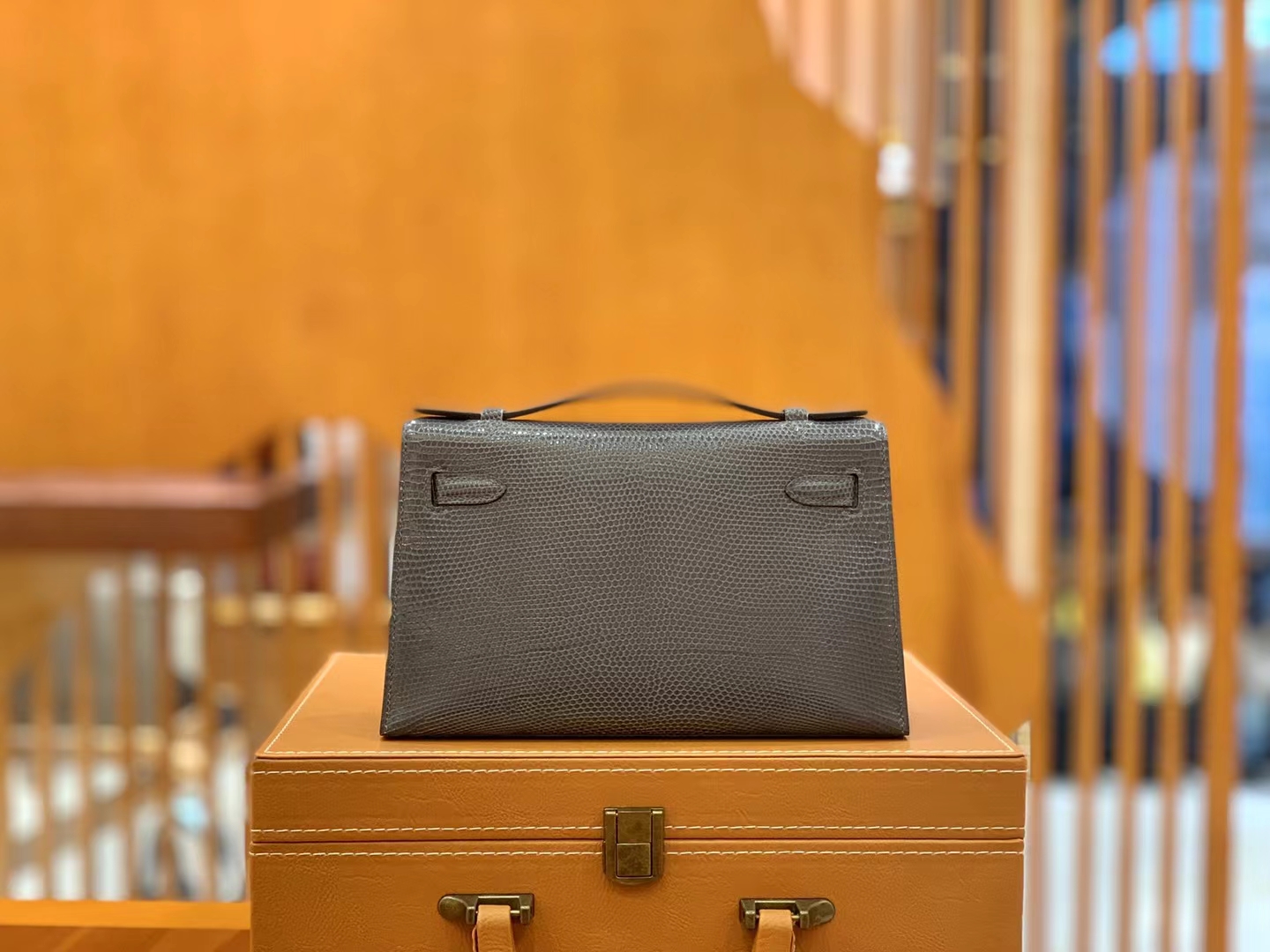 Hermès（爱马仕）Mini Kelly 迷你凯莉 锡器灰 野生蜥蜴皮 金扣 一代 原版蜜蜡线 顶级手缝