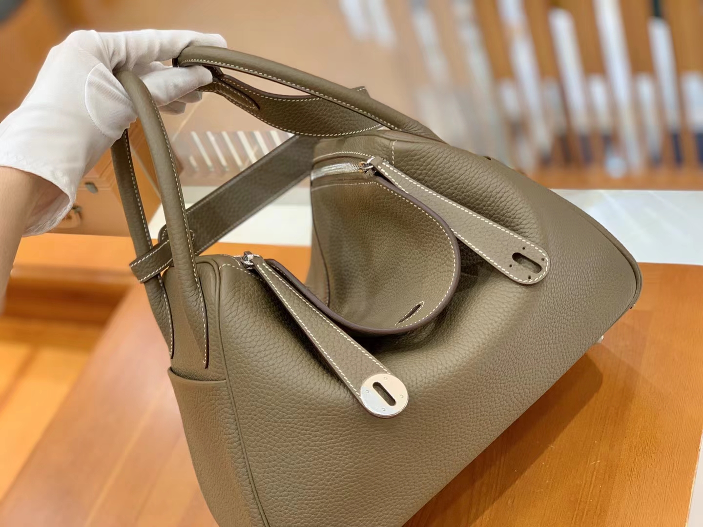 Hermès（爱马仕）Lindy 琳迪包 大象灰 进口TC大牛皮 银扣 30cm 原版蜜蜡线 顶级手缝