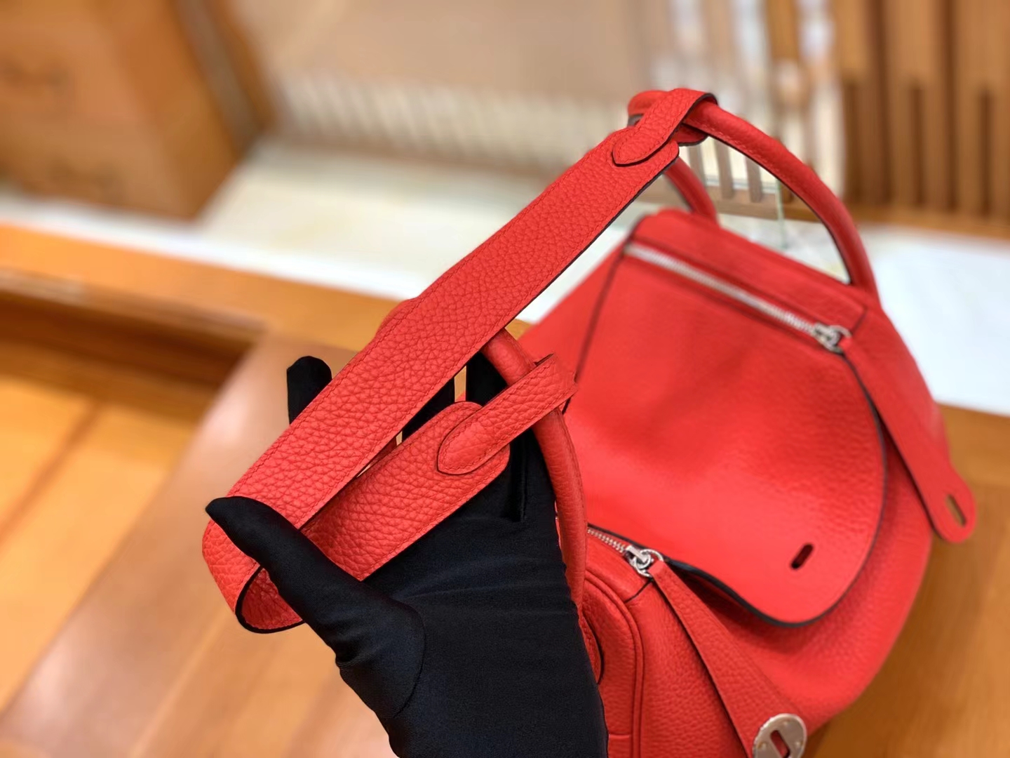 Hermès（爱马仕）Lindy 琳迪包 大红色 进口TC大牛皮 银扣 26cm 原版蜜蜡线 顶级手缝