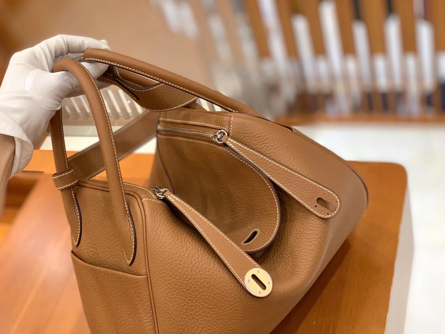Hermès（爱马仕）Lindy 琳迪包 金棕 进口TC大牛皮 银扣 30cm 原版蜜蜡线 顶级手缝