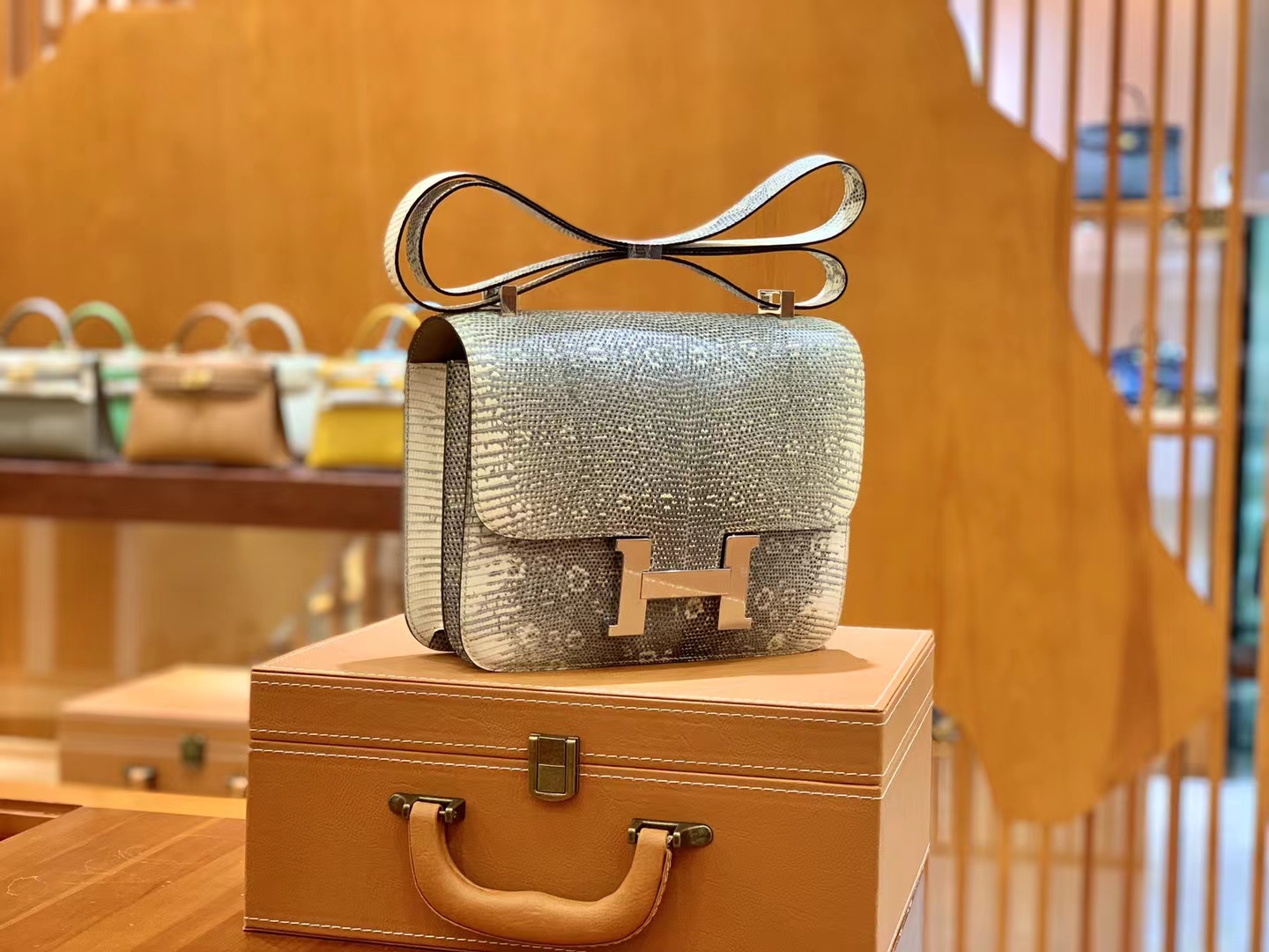 Hermès（爱马仕）Constance 康康 南非野生蜥蜴皮 原色 银扣 24cm 原版蜜蜡线 顶级手缝