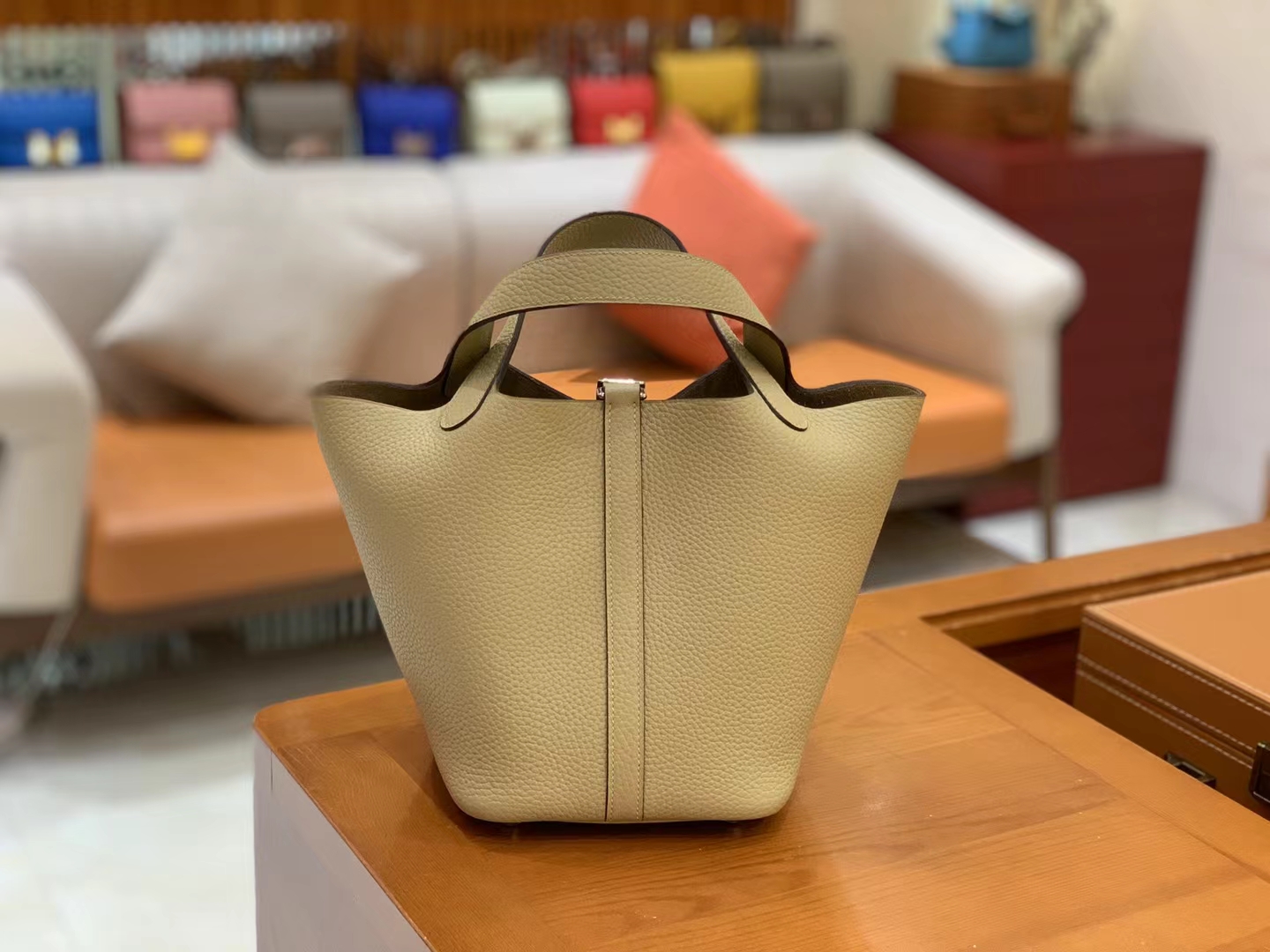 Hermès（爱马仕）Picotin 菜篮子 风衣灰 进口TC大牛皮 银扣 18cm 原版蜜蜡线 顶级手缝