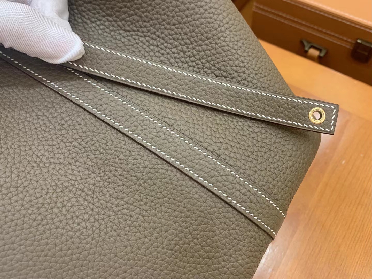 Hermès（爱马仕）Picotin 菜篮子 大象灰 进口TC大牛皮 金扣 18cm 原版蜜蜡线 顶级手缝