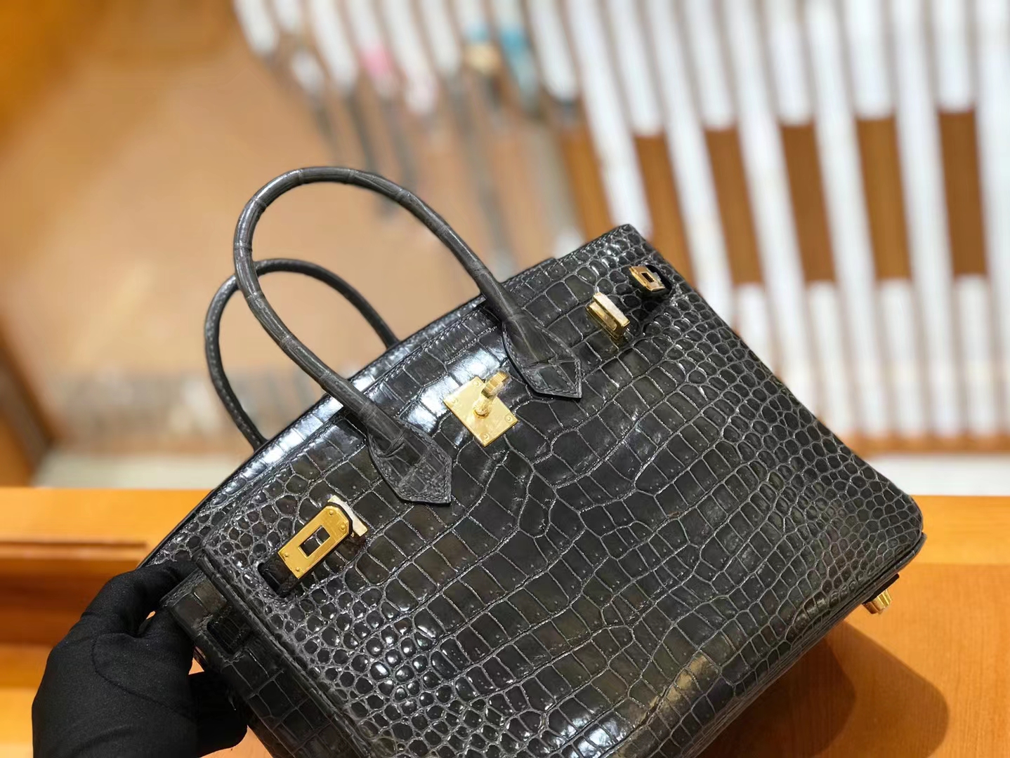 Hermès（爱马仕）Birkin 铂金包 石墨灰 进口一级皮 倒V级别 金扣 25cm 原版蜜蜡线 顶级手缝