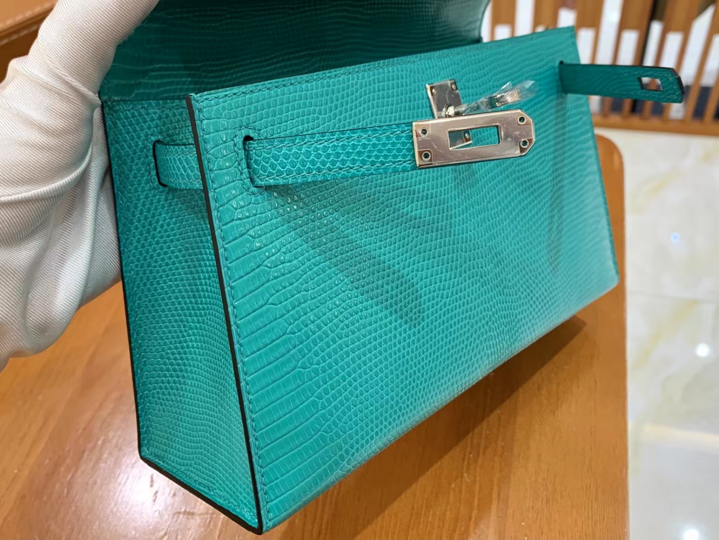 Hermès（爱马仕）Mini Kelly 迷你凯莉 维罗纳绿 野生蜥蜴皮 银扣 一代 原版蜜蜡线 顶级手缝