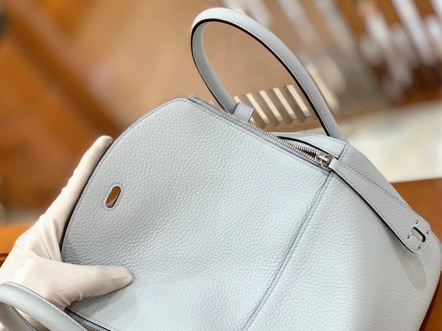 Hermès（爱马仕）Lindy 琳迪包 圣杯蓝 进口TC大牛皮 银扣 26cm 原版蜜蜡线 顶级手缝