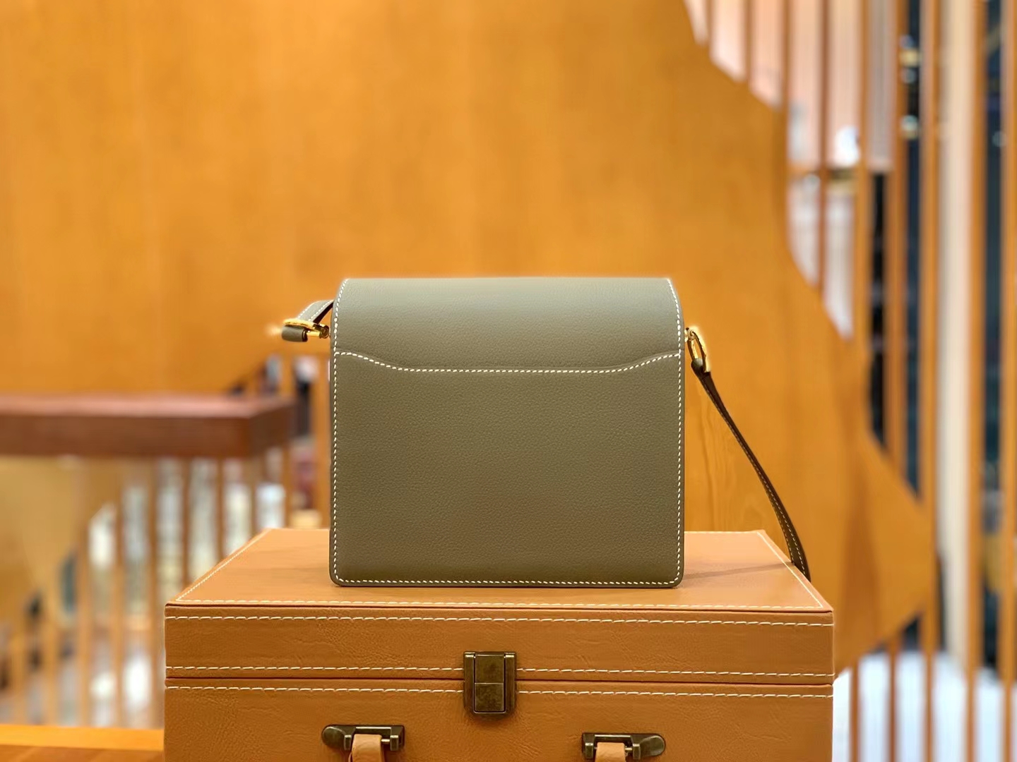 Hermès（爱马仕）Rouils Mini 大象灰 Evercolor牛皮 金扣 18cm 原版蜜蜡线 顶级手缝