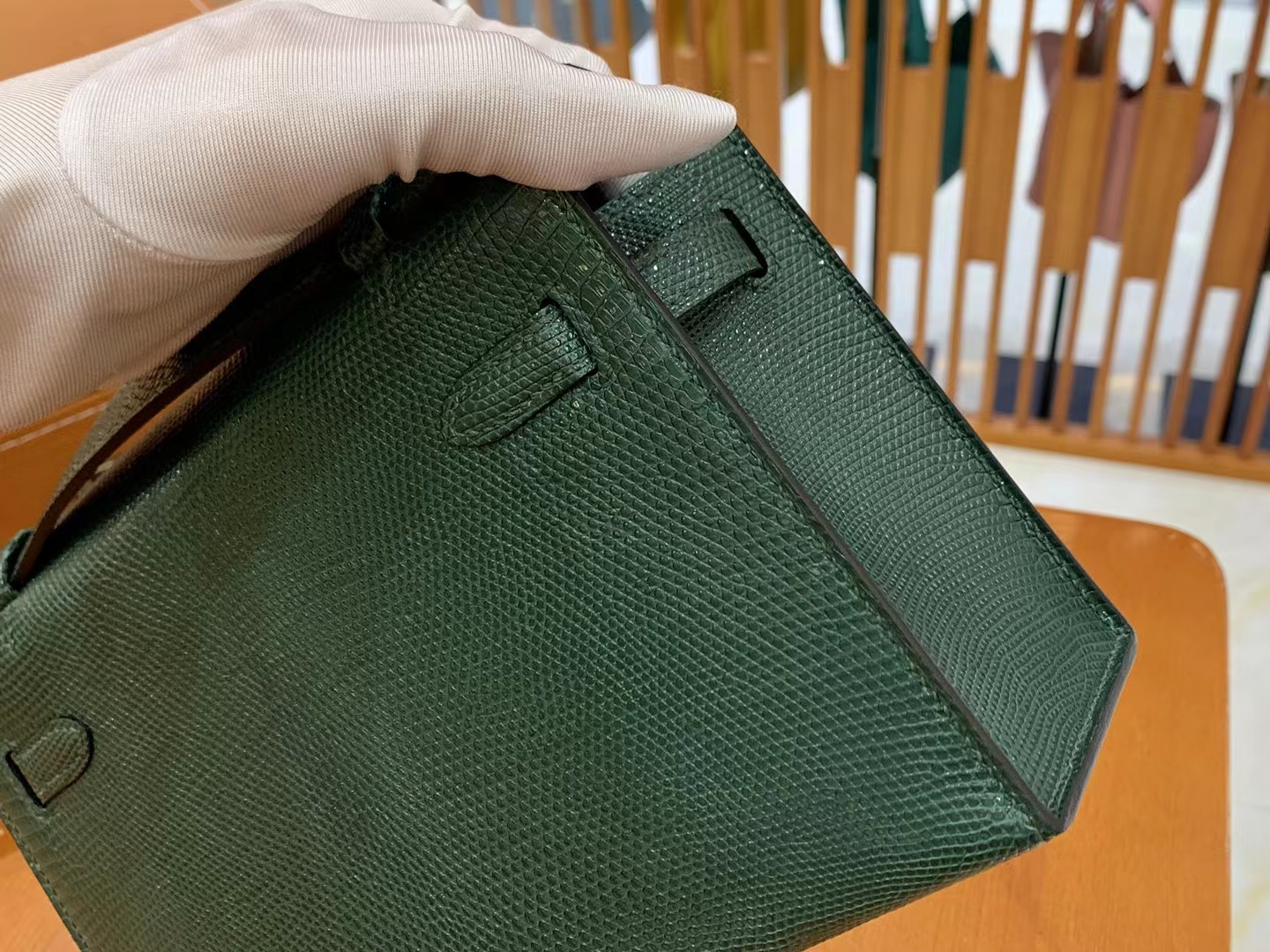 Hermès（爱马仕）Mini Kelly 迷你凯莉 孔雀绿 野生蜥蜴皮 金扣 一代 原版蜜蜡线 顶级手缝