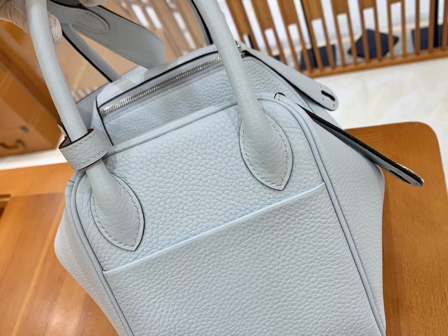 Hermès（爱马仕）Lindy 琳迪包 圣杯蓝 进口TC大牛皮 银扣 26cm 原版蜜蜡线 顶级手缝