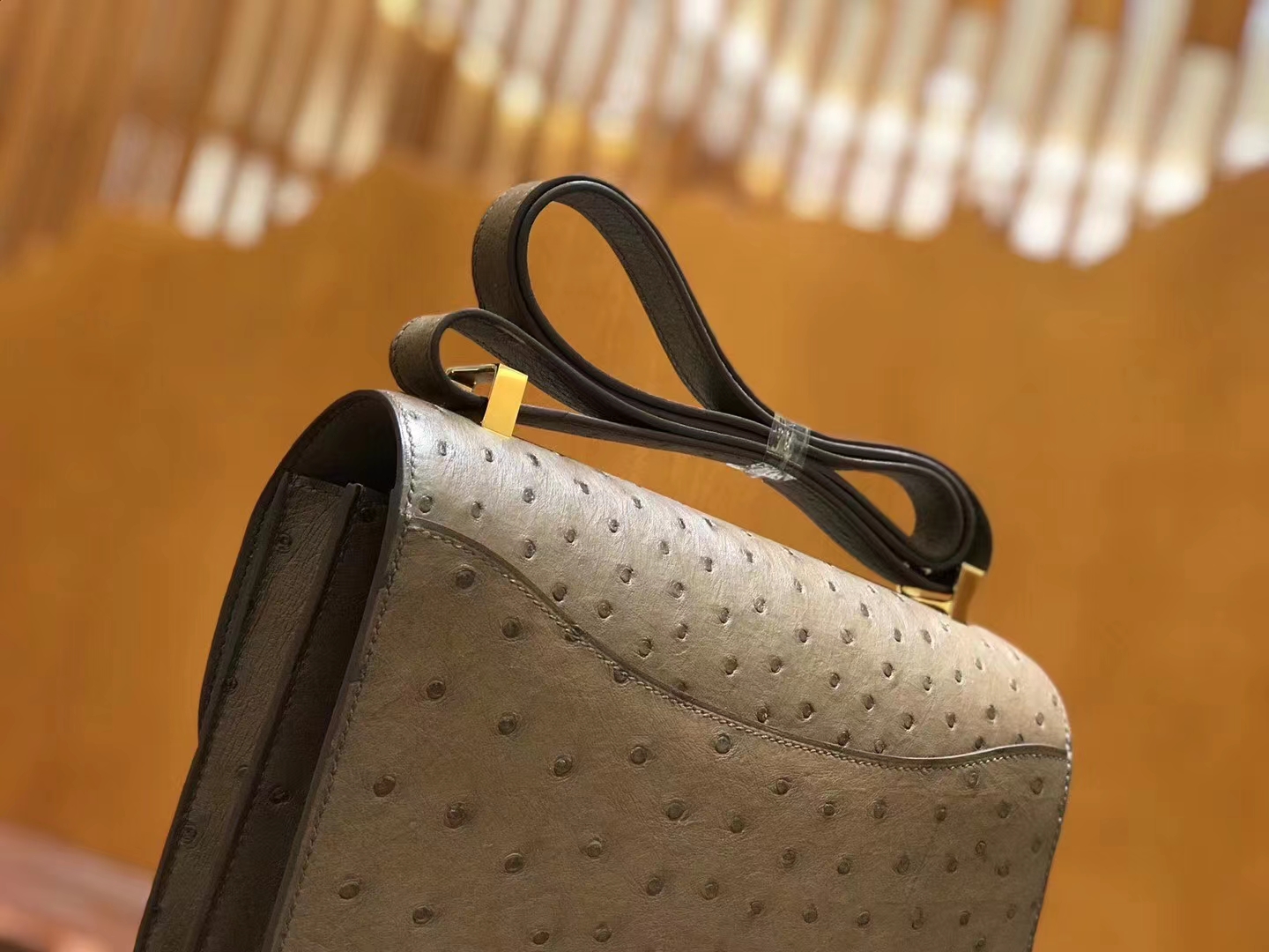 Hermès（爱马仕）Constance 康康 鼹鼠灰 南非KK鸵鸟皮 金扣 24cm 原版蜜蜡线 顶级手缝