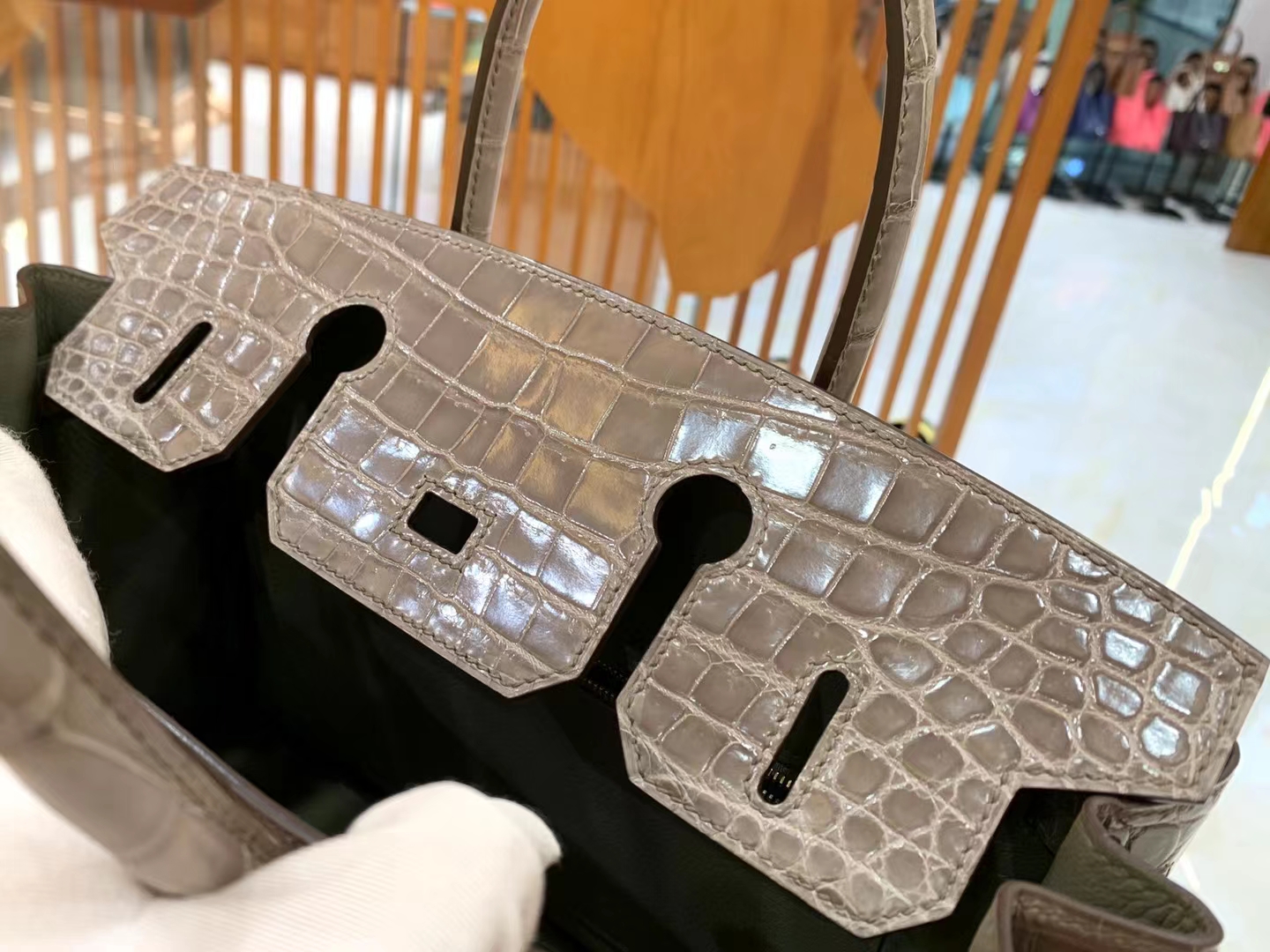 Hermès（爱马仕）Birkin 铂金包 大象灰 进口一级皮 尼罗鳄 金扣 30cm 原版蜜蜡线 顶级手缝