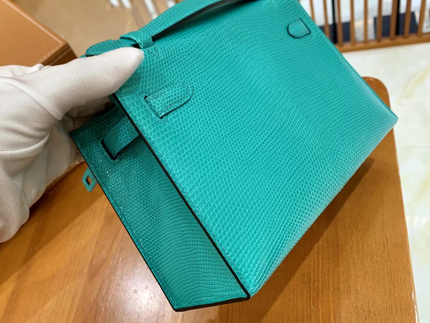 Hermès（爱马仕）Mini Kelly 迷你凯莉 维罗纳绿 野生蜥蜴皮 银扣 一代 原版蜜蜡线 顶级手缝