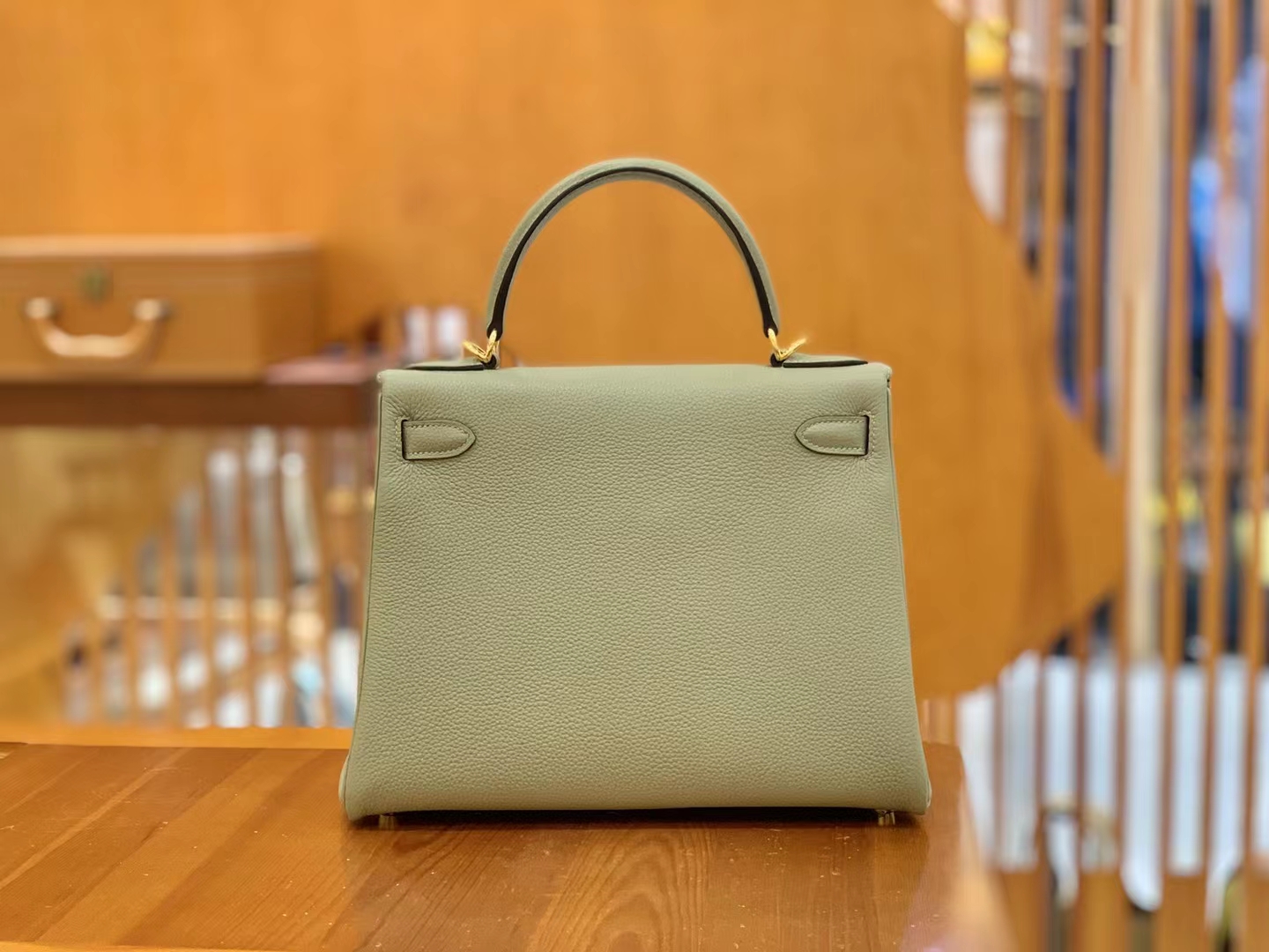 Hermès（爱马仕）Kelly 凯莉包 鼠草绿 Togo小牛皮 金扣 28cm 原版蜜蜡线 顶级手缝