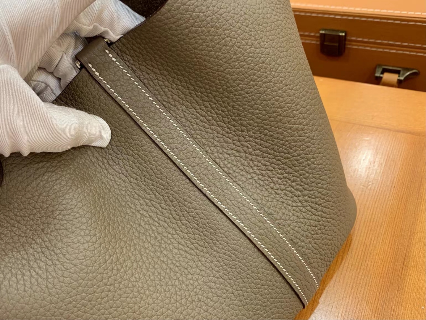 Hermès（爱马仕）Picotin 菜篮子 大象灰 进口TC大牛皮 银扣 18cm 原版蜜蜡线 顶级手缝