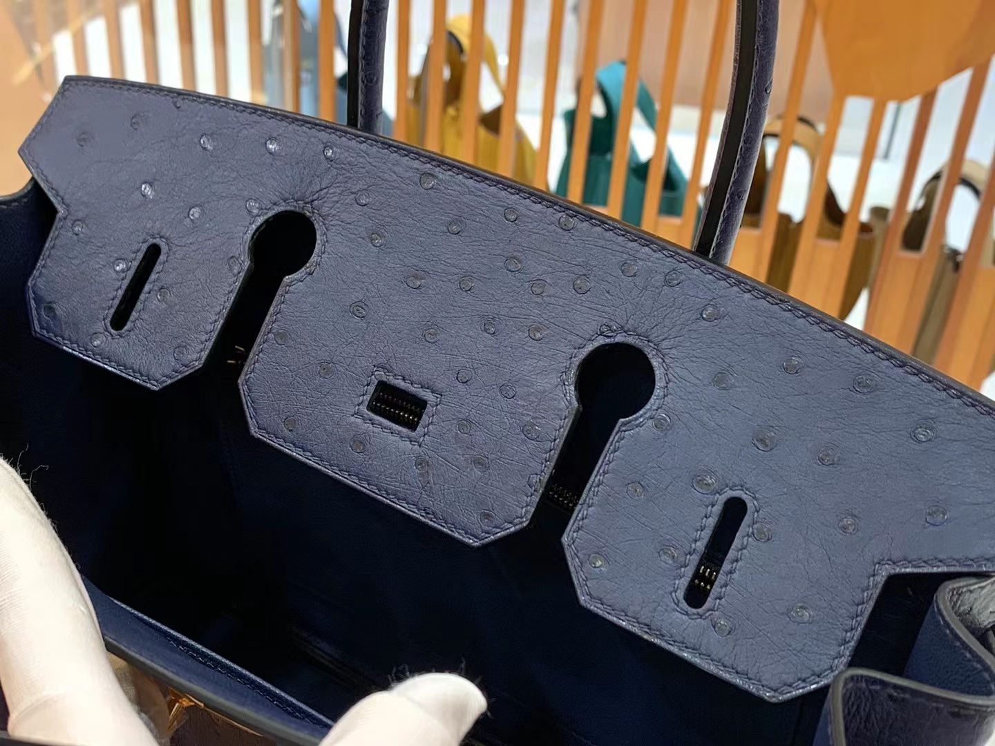 Hermès（爱马仕）Birkin 铂金包 南非KK鸵鸟皮 马耳他蓝 金扣 30cm 原版蜜蜡线 顶级手缝