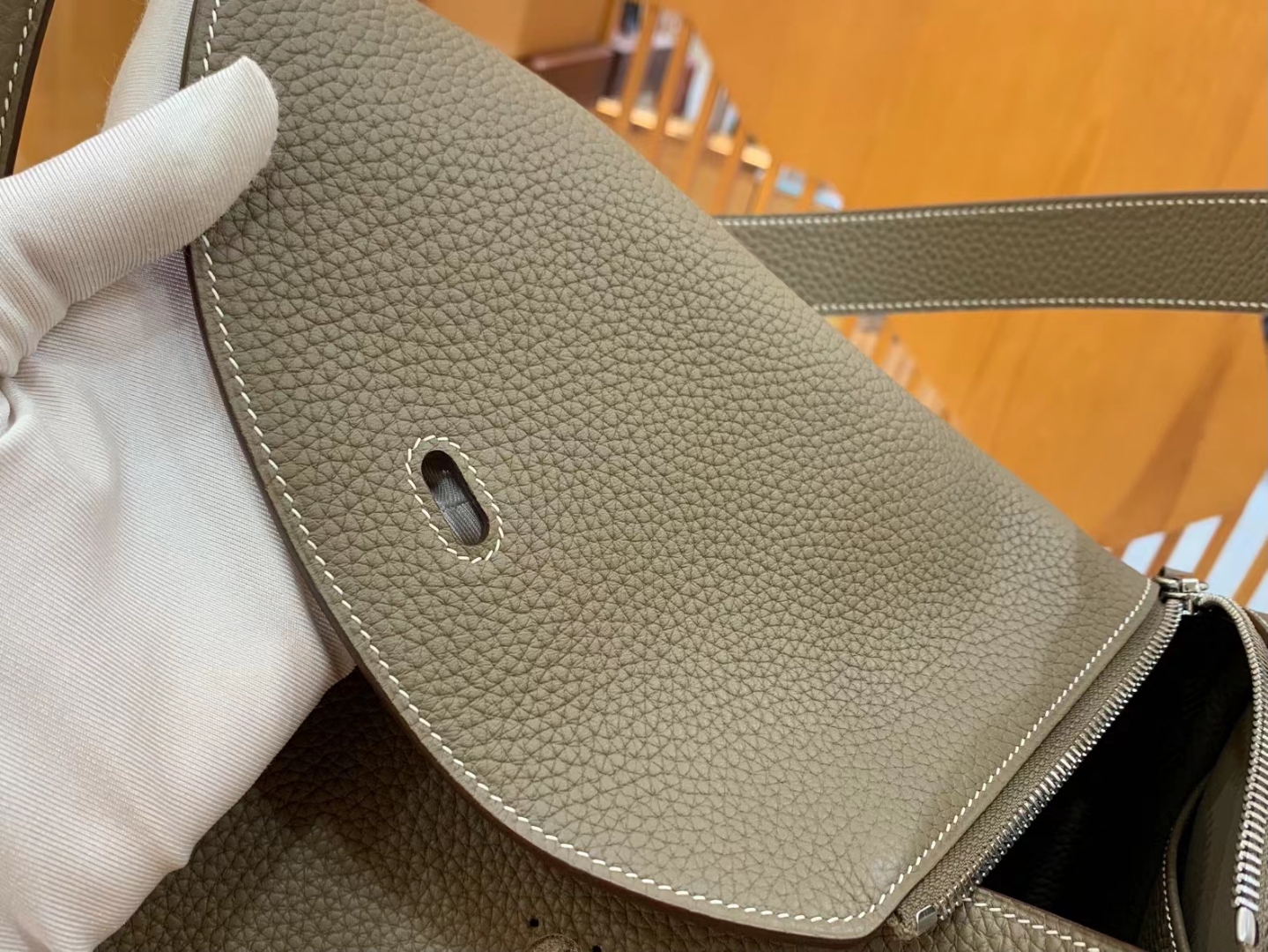 Hermès（爱马仕）Lindy 琳迪包 大象灰 进口TC大牛皮 银扣 30cm 原版蜜蜡线 顶级手缝