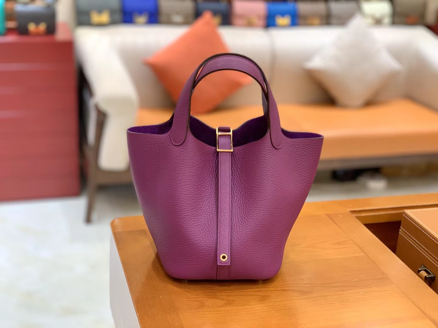 Hermès（爱马仕）Picotin 菜篮子 海葵紫 进口TC大牛皮 金扣 18cm 原版蜜蜡线 顶级手缝