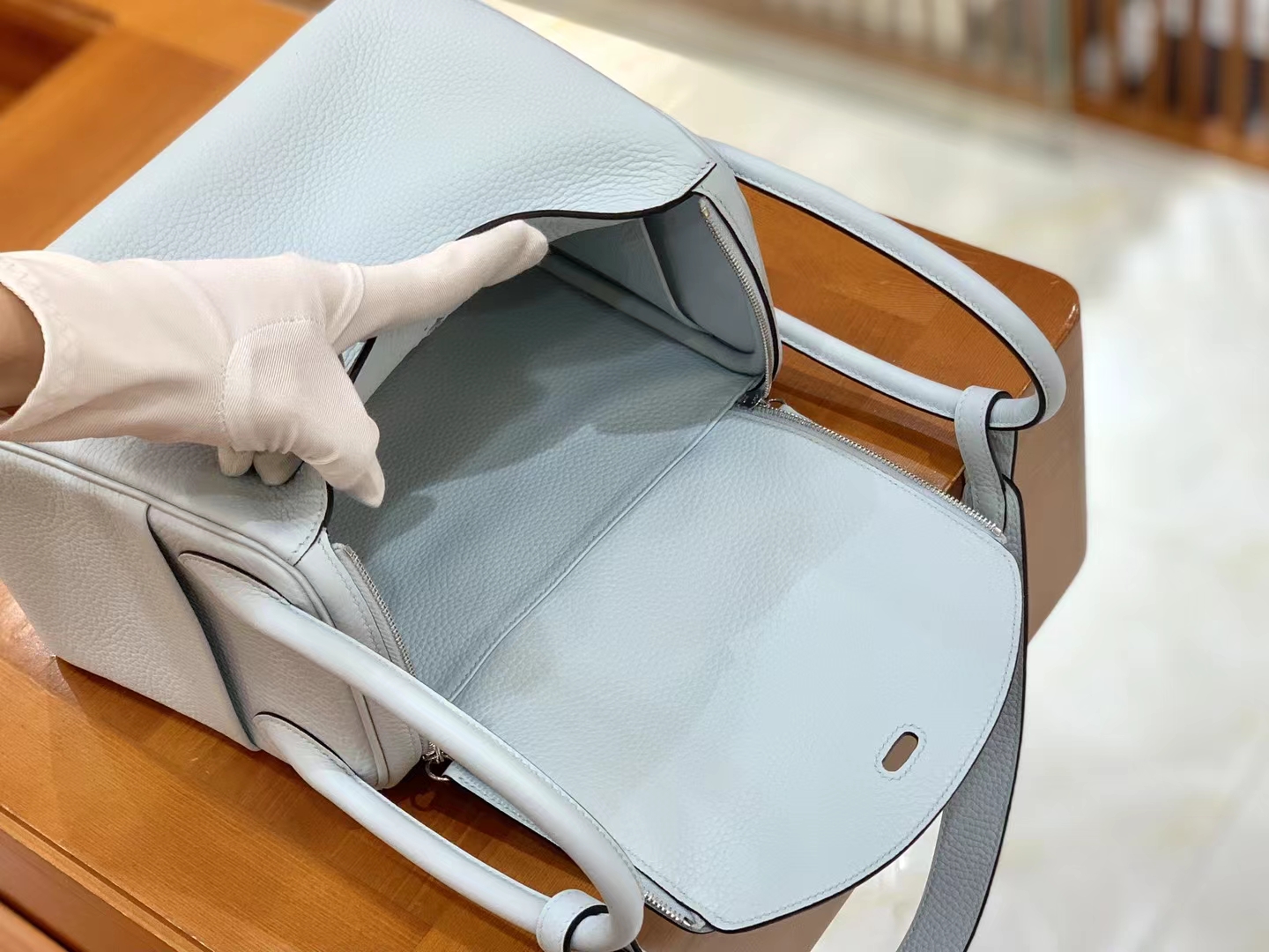 Hermès（爱马仕）Lindy 琳迪包 圣杯蓝 进口TC大牛皮 银扣 26cm 原版蜜蜡线 顶级手缝