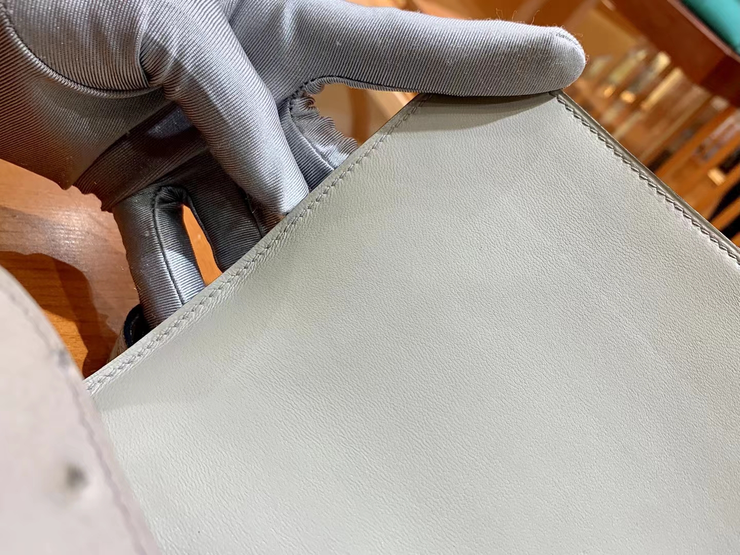 Hermès（爱马仕）Constance 康康 冰川灰 南非KK鸵鸟皮 银扣 24cm 原版蜜蜡线 顶级手缝
